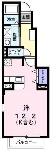サンライズヴィラI(ワンルーム/1階)の間取り写真