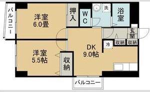 オルゴグラート仙台(2DK/2階)の間取り写真