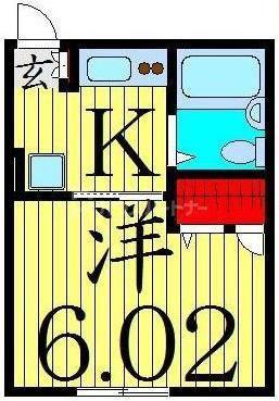 ミライII(1K/1階)の間取り写真