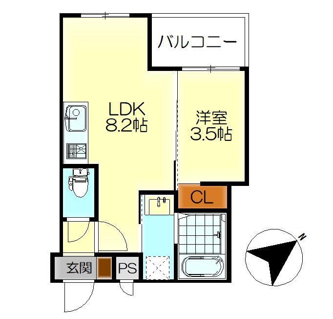 MOVE広古新開(1LDK/3階)の間取り写真