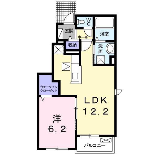 ベルウェルI(1LDK/1階)の間取り写真