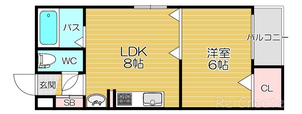 サンプラザ上汐(1LDK/4階)の間取り写真