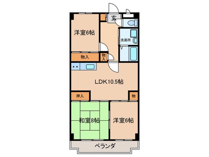 第3アーバンハイツ(3LDK/1階)の間取り写真