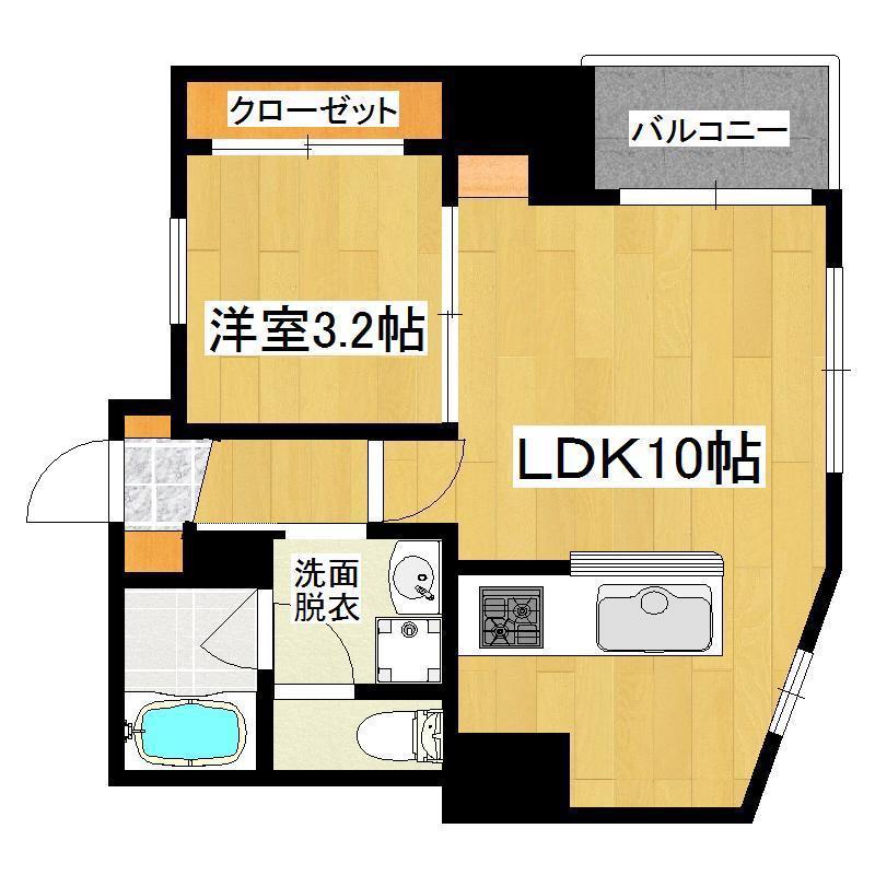 グランドゥール荒田(1LDK/8階)の間取り写真