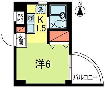 メゾン・ドゥ・ソレイユ(1K/4階)の間取り写真