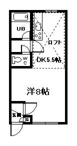 第5リバーハイツ藤(1DK/2階)の間取り写真