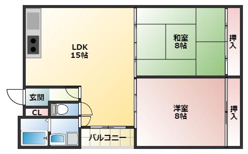 ハイムモリグチ(2LDK/2階)の間取り写真