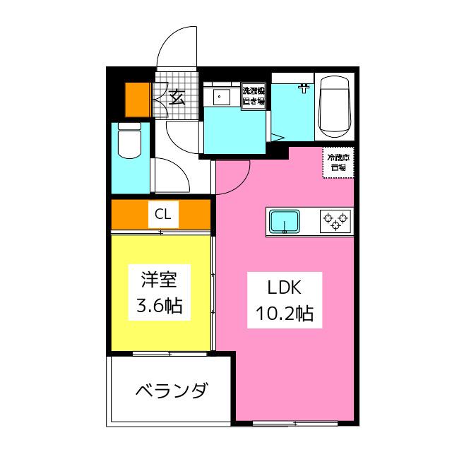 K&Y長住 RESIDENCE(1LDK/2階)の間取り写真