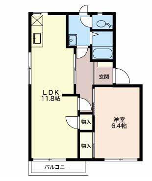 ラプラス稲田N棟(1LDK/2階)の間取り写真
