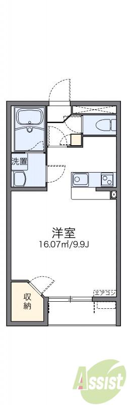レオネクストキッショー3(1K/2階)の間取り写真