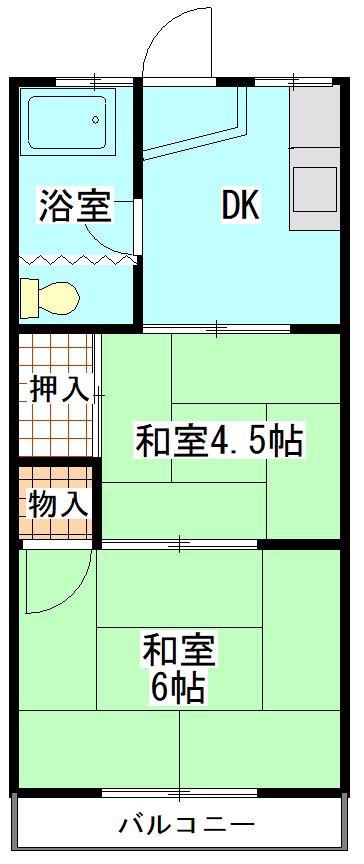 花園コーポ(2K/2階)の間取り写真