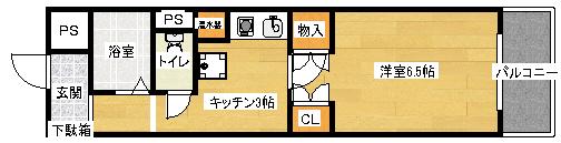 エスポアール石川(1K/8階)の間取り写真