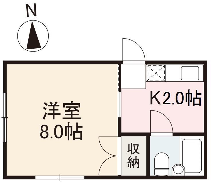 ハイム新川(1K/2階)の間取り写真