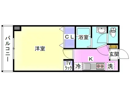 ヴィル五福(1K/3階)の間取り写真