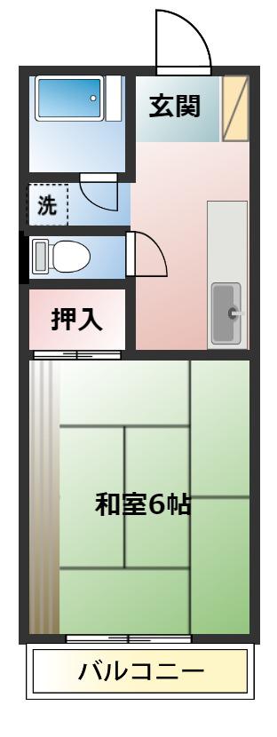 サンライズコーポ(1K/2階)の間取り写真