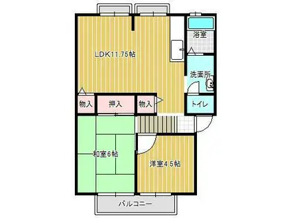 パストラーレ中津(2LDK/1階)の間取り写真