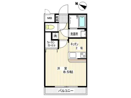 パラドールつつじヶ丘II(ワンルーム/2階)の間取り写真