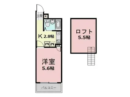 ミユキプレイス高崎下小鳥(1K/2階)の間取り写真