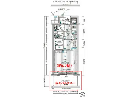 プロヴィスタ神戸三宮イースト(1K/8階)の間取り写真