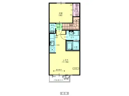 トレーフル III(1LDK/2階)の間取り写真