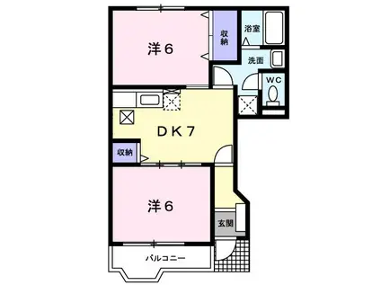 グリーンヒルズK II(2DK/1階)の間取り写真