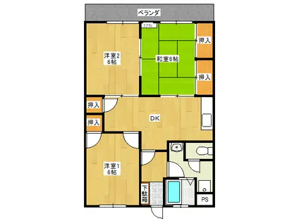 大光ハイツ(3DK/2階)の間取り写真