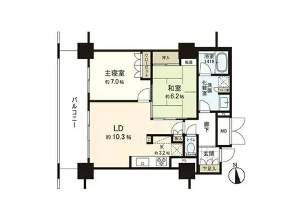 アップルタワーズ仙台ブローディア(2LDK/25階)の間取り写真