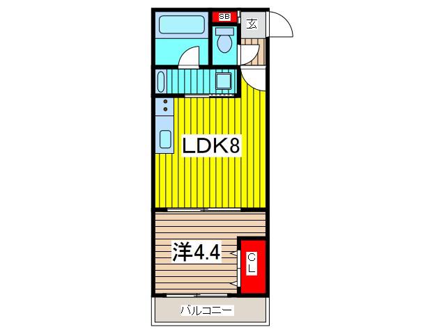 パルナシウス(1LDK/1階)の間取り写真