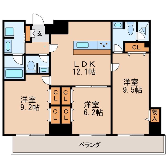 さくらHILLS NISHIKI PLATINUM RESIDENCE(3LDK/13階)の間取り写真