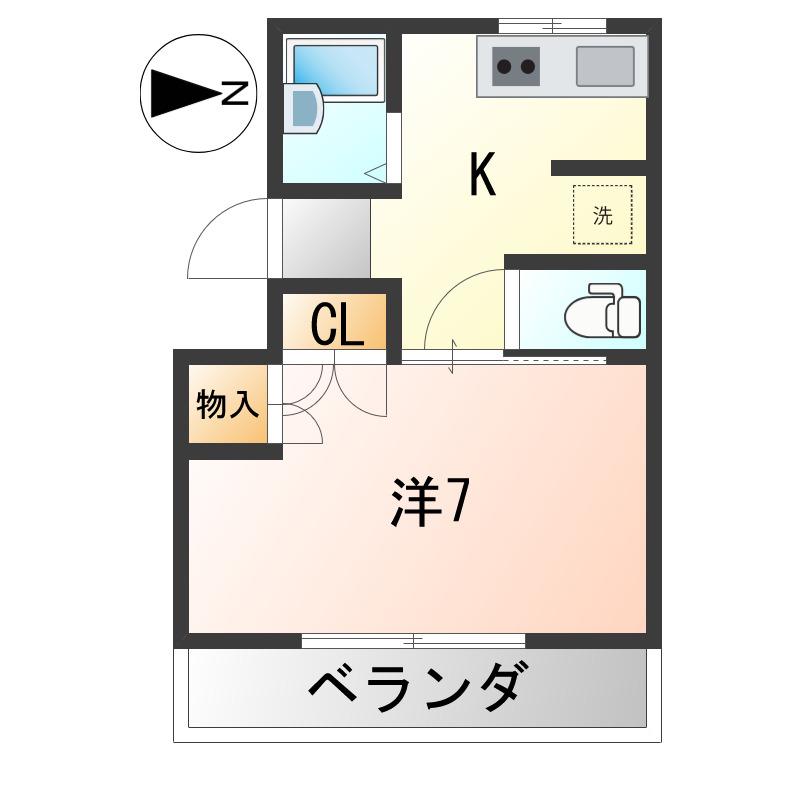 半田コーポ(1K/1階)の間取り写真