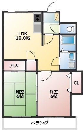 エスポワール(2LDK/1階)の間取り写真