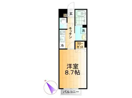 ボンフルール(1K/2階)の間取り写真