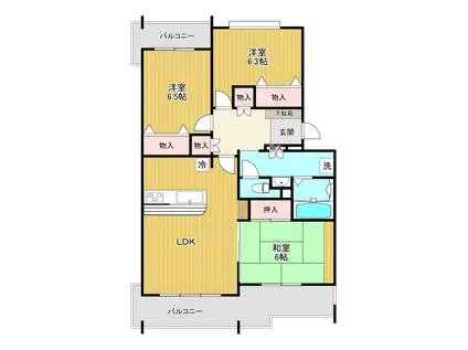 東香里野村マンション(3LDK/3階)の間取り写真