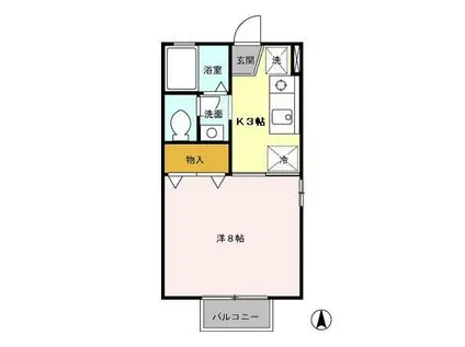 ジュネスR I(1K/1階)の間取り写真