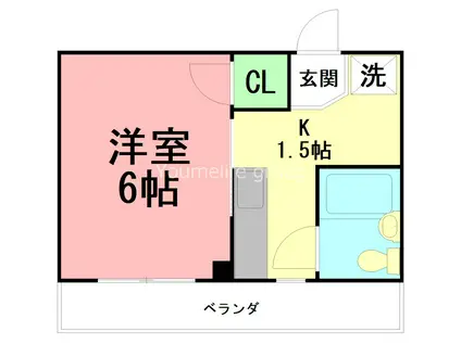 西海岸ハイツ(1K/3階)の間取り写真