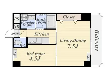 ヨーロピア荒田(2K/6階)の間取り写真