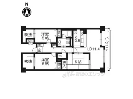 グランデュール鴨川1番館507(3LDK/11階)の間取り写真