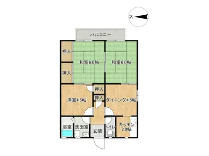 ガーデンハイツ広田A(3DK/2階)の間取り写真