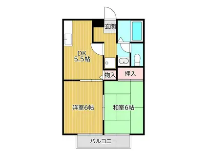 ビーラインKII(2DK/2階)の間取り写真