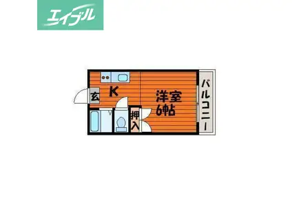 矢部第二ビル(ワンルーム/2階)の間取り写真