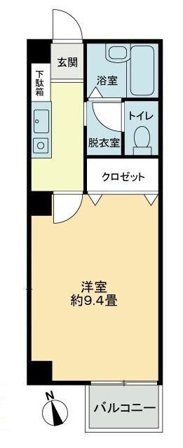 フォブールHINATA(1K/2階)の間取り写真