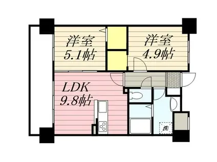 ショウジュン原田(2LDK/6階)の間取り写真