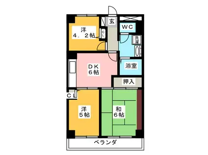 サクシード八王子(3DK/4階)の間取り写真