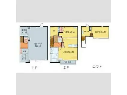 ソレアード南鍛冶町(2LDK/1階)の間取り写真