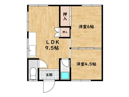 高尾二丁目アパート(2LDK/2階)の間取り写真