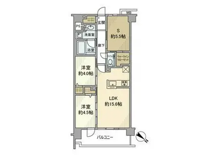 エクセレントシティ瑞江レジデンス(2SLDK/4階)の間取り写真