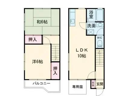 ハイツリープライツE(2LDK/1階)の間取り写真