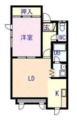 パセオ東光4.1(1LDK/2階)の間取り写真