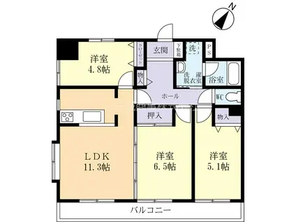 VINGT ADEL(3LDK/6階)の間取り写真