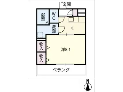 ビュート矢田(1K/2階)の間取り写真